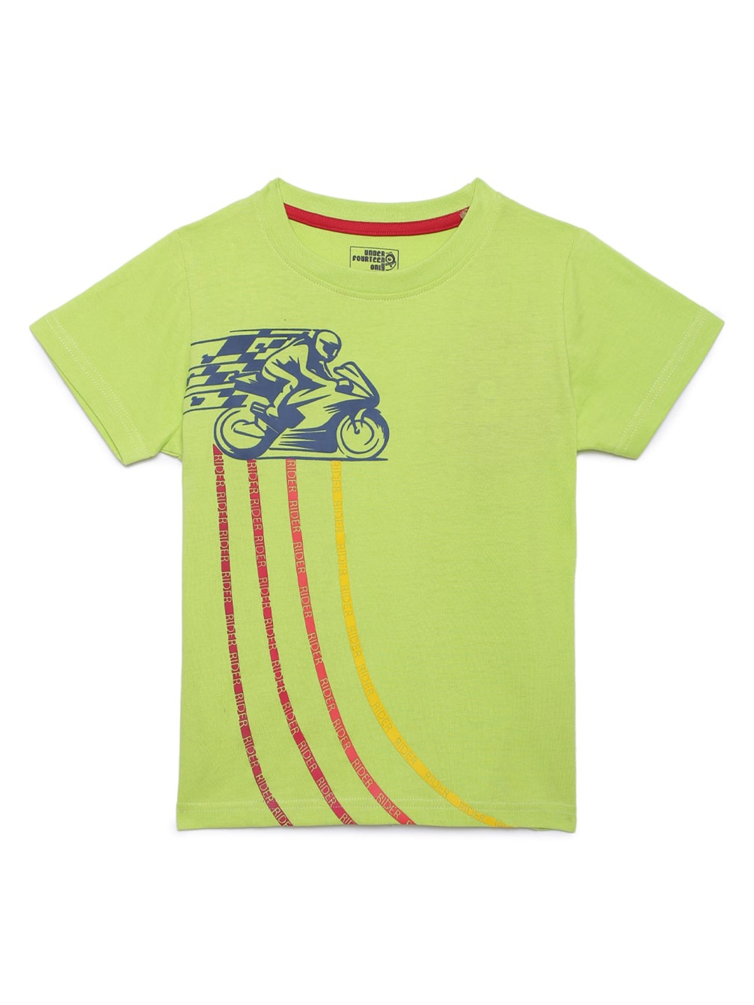 

UNDER FOURTEEN ONLY Boys Green Printed Round Neck Pure Cotton T-shirt