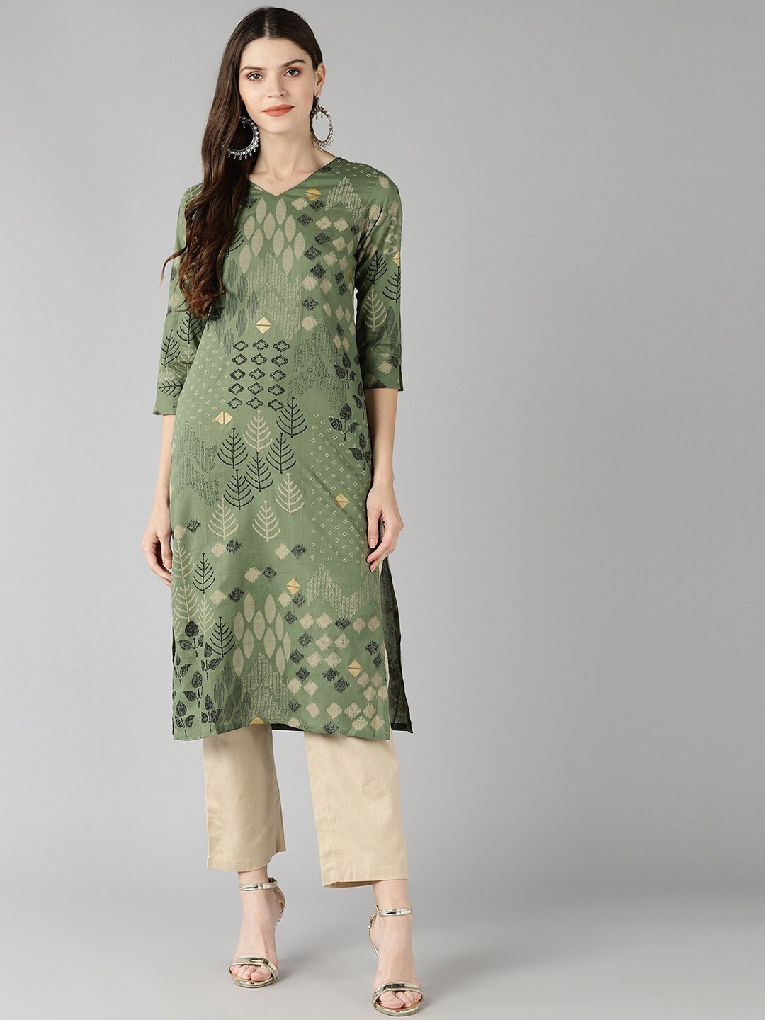 

AHIKA Women Green Ethnic Motifs Printed Kurta