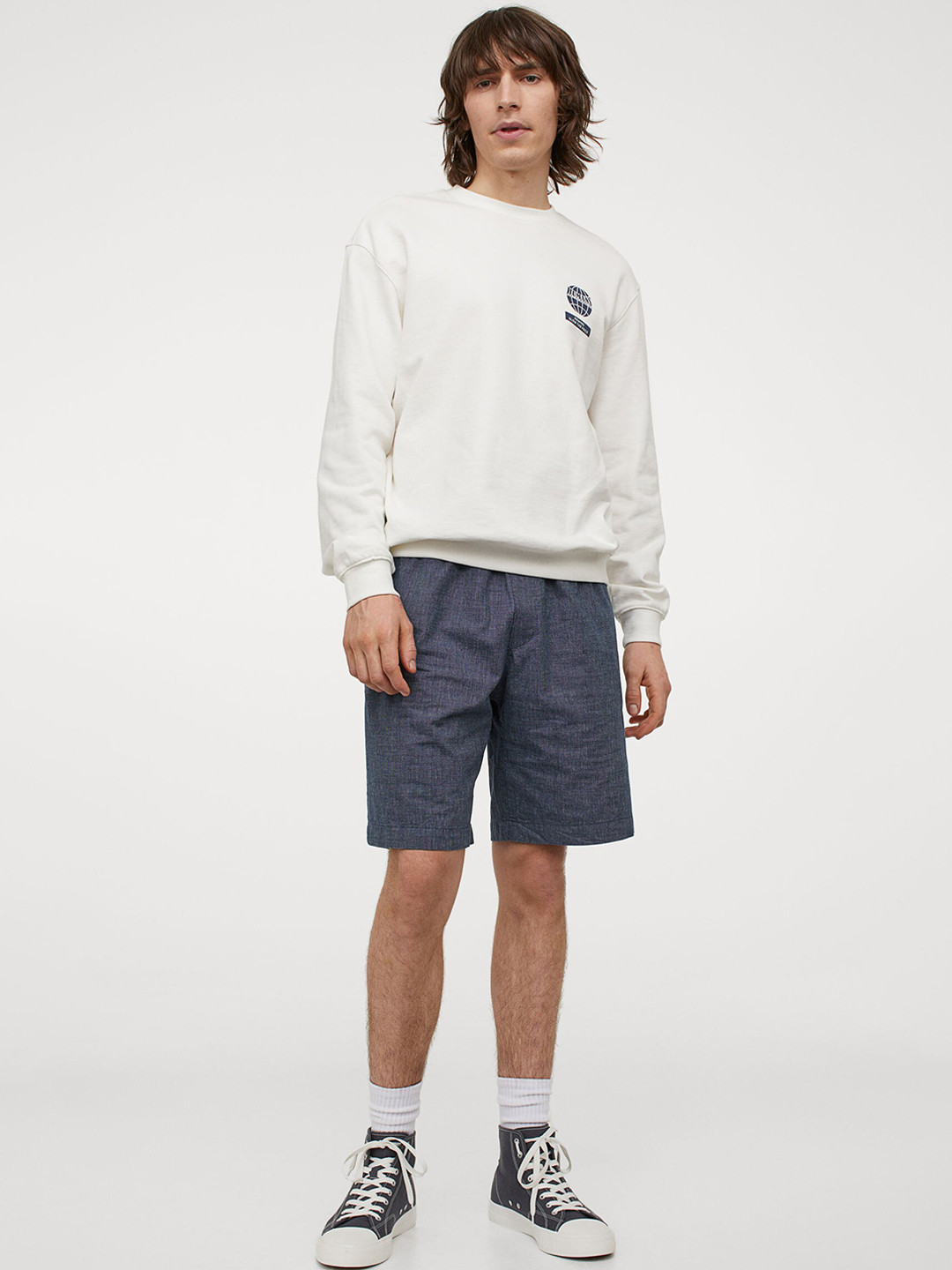 

H&M Men Blue Solid Cotton Shorts