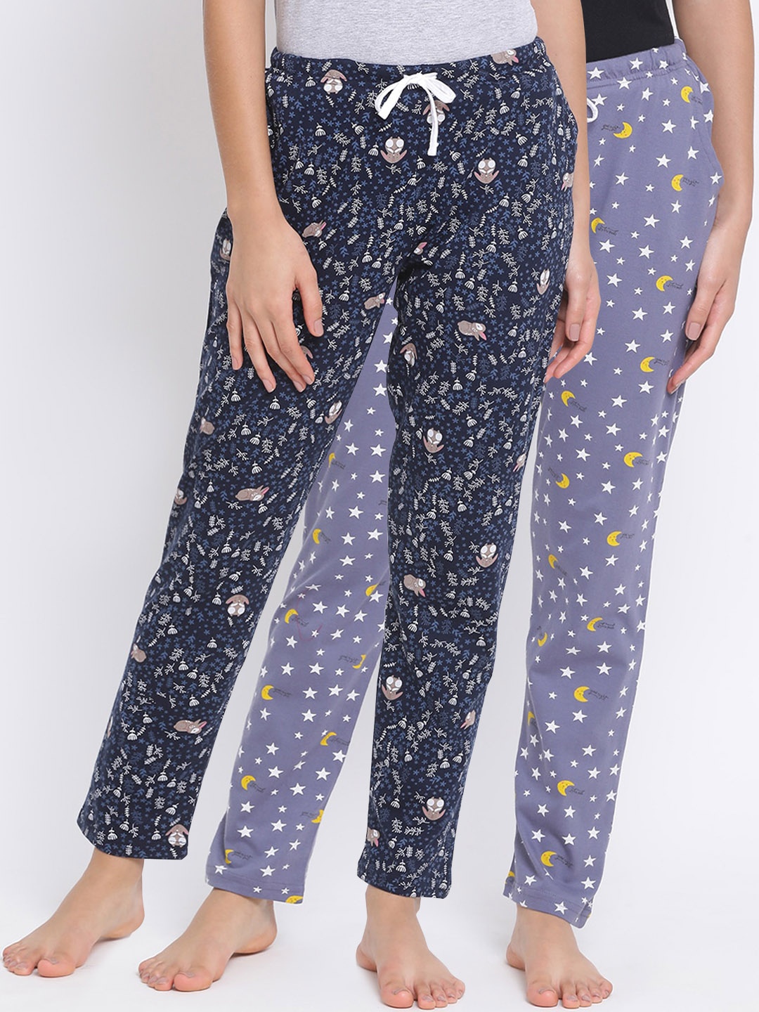 

Kanvin Women Pack Of 2 Printed Cotton Lounge Pants, Purple