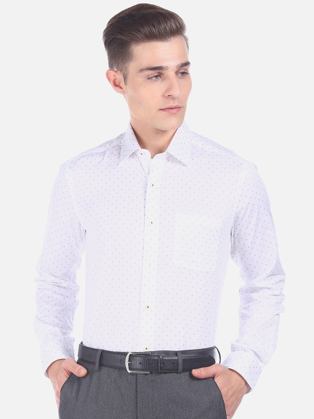 

Arrow Men White Slim Fit Printed Cotton Formal Shirt
