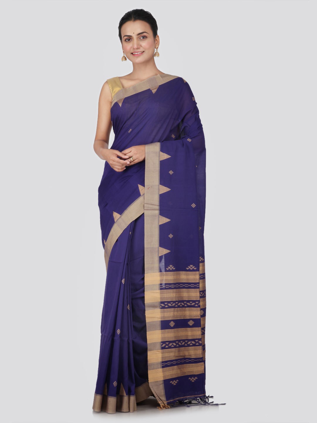 

PinkLoom Blue Pure Cotton Woven Design Handloom Sustainable Saree