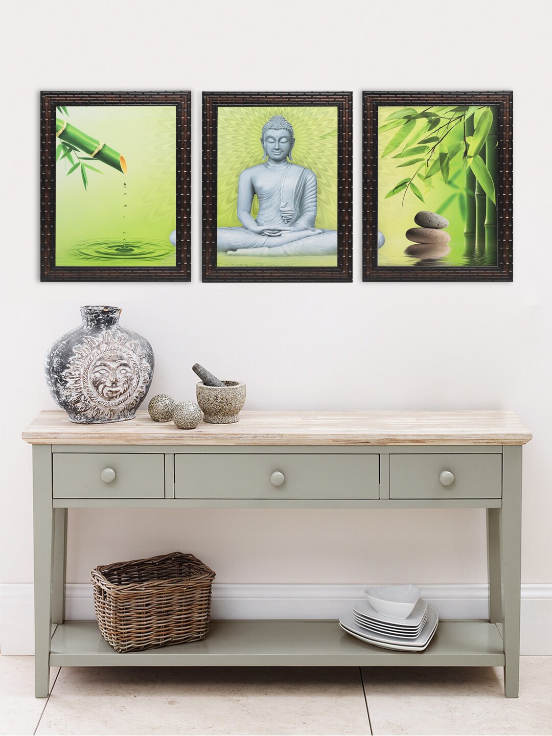 

Indianara Set of 3 Buddha Framed Art Prints, Green