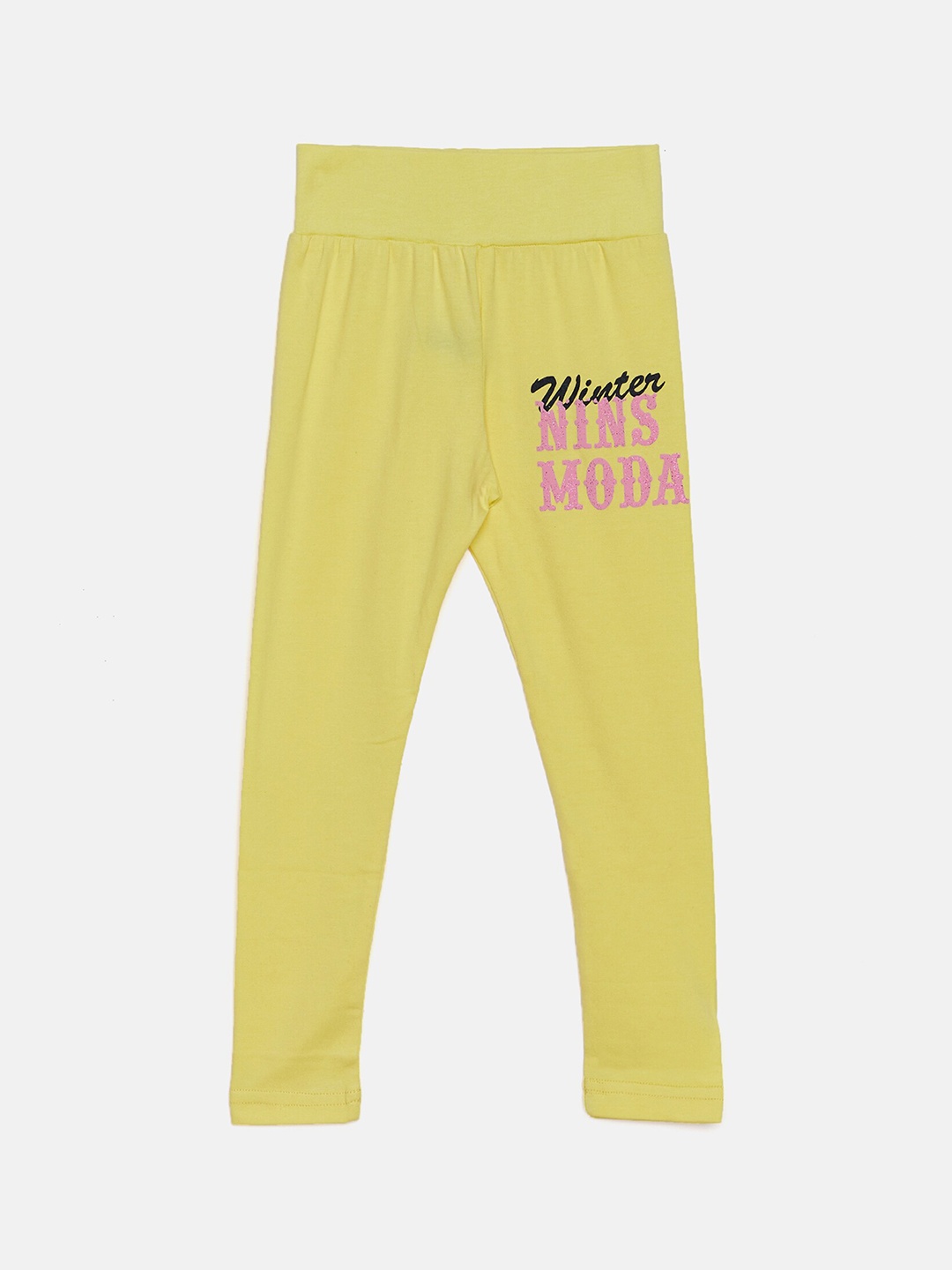 

Nins Moda Girls Yellow Solid Cotton Ankle-Length Leggings