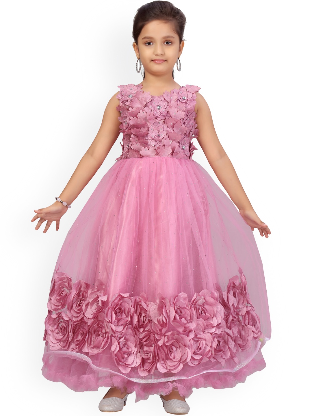 

Aarika Girls Pink Embellished Maxi Dress