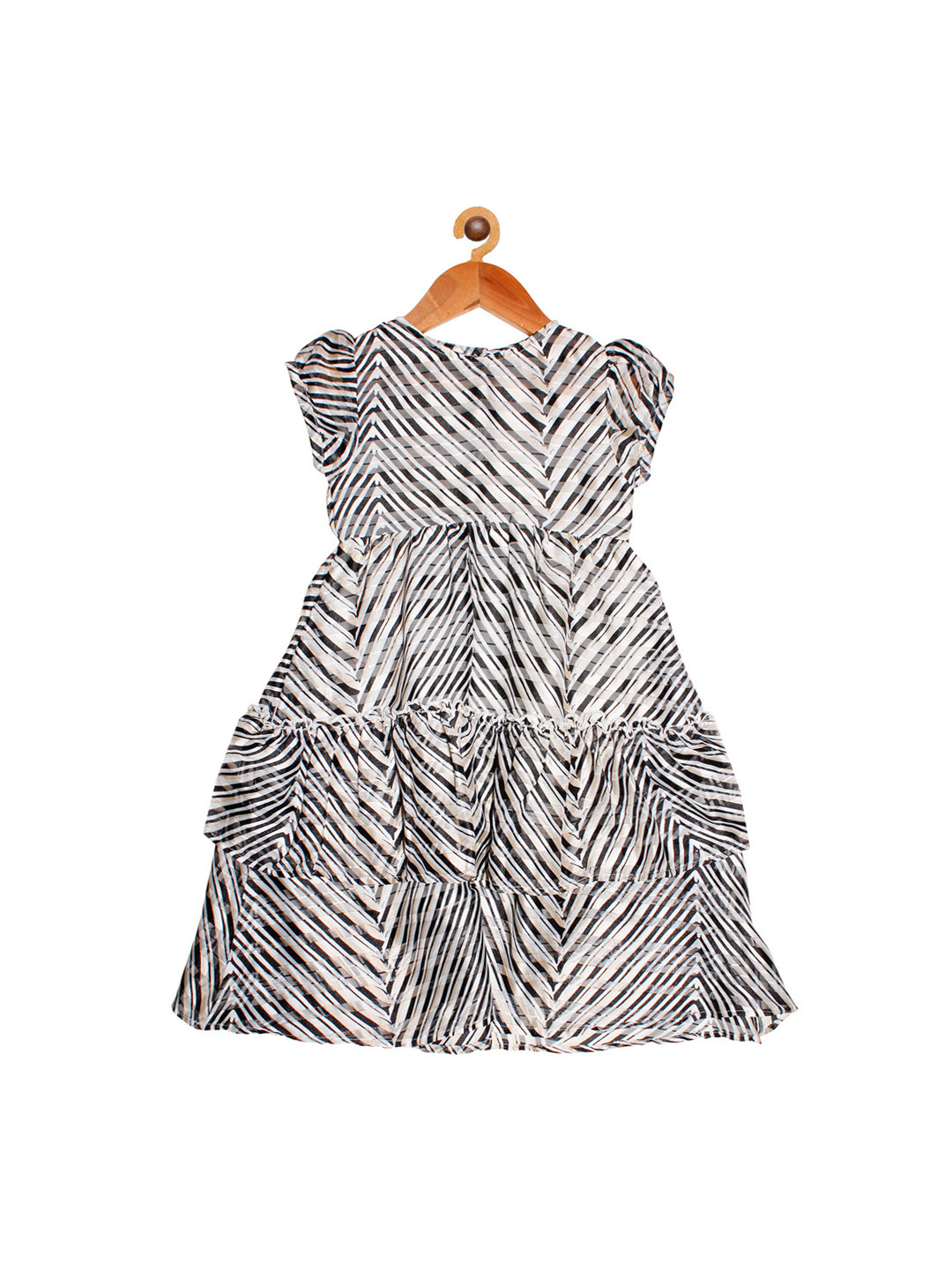 

KiddoPanti Girls White Striped Fit and Flare Dress
