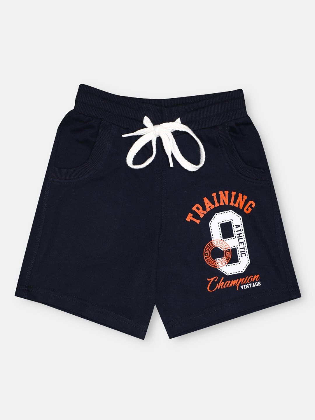

CHIMPRALA Kids Navy Blue & White Printed Pure Cotton Antimicrobial Shorts
