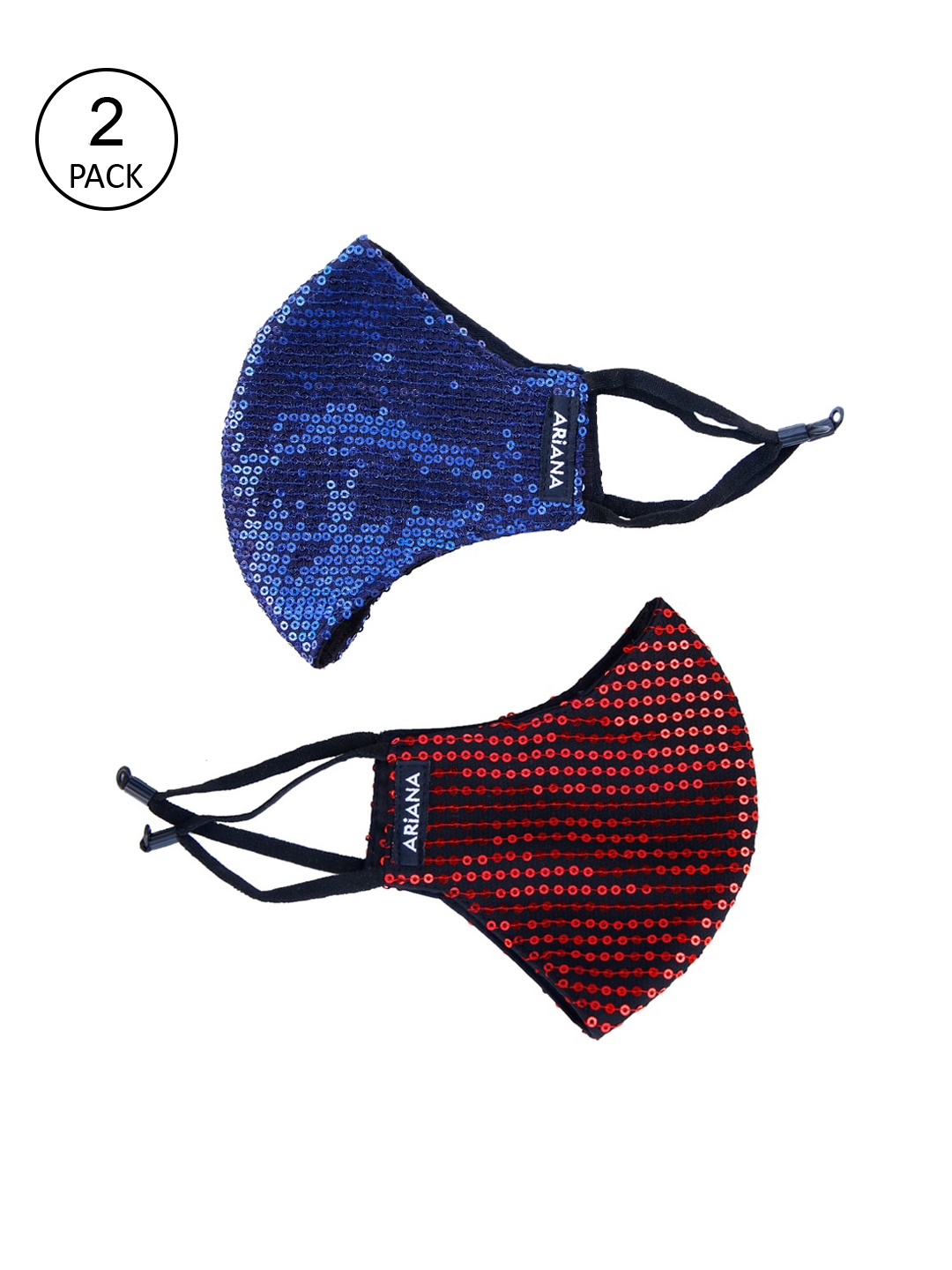 

Ariana Pack Of 2 Solid 2-Ply Duosafe Plus Bling Reusable Cloth Masks, Maroon
