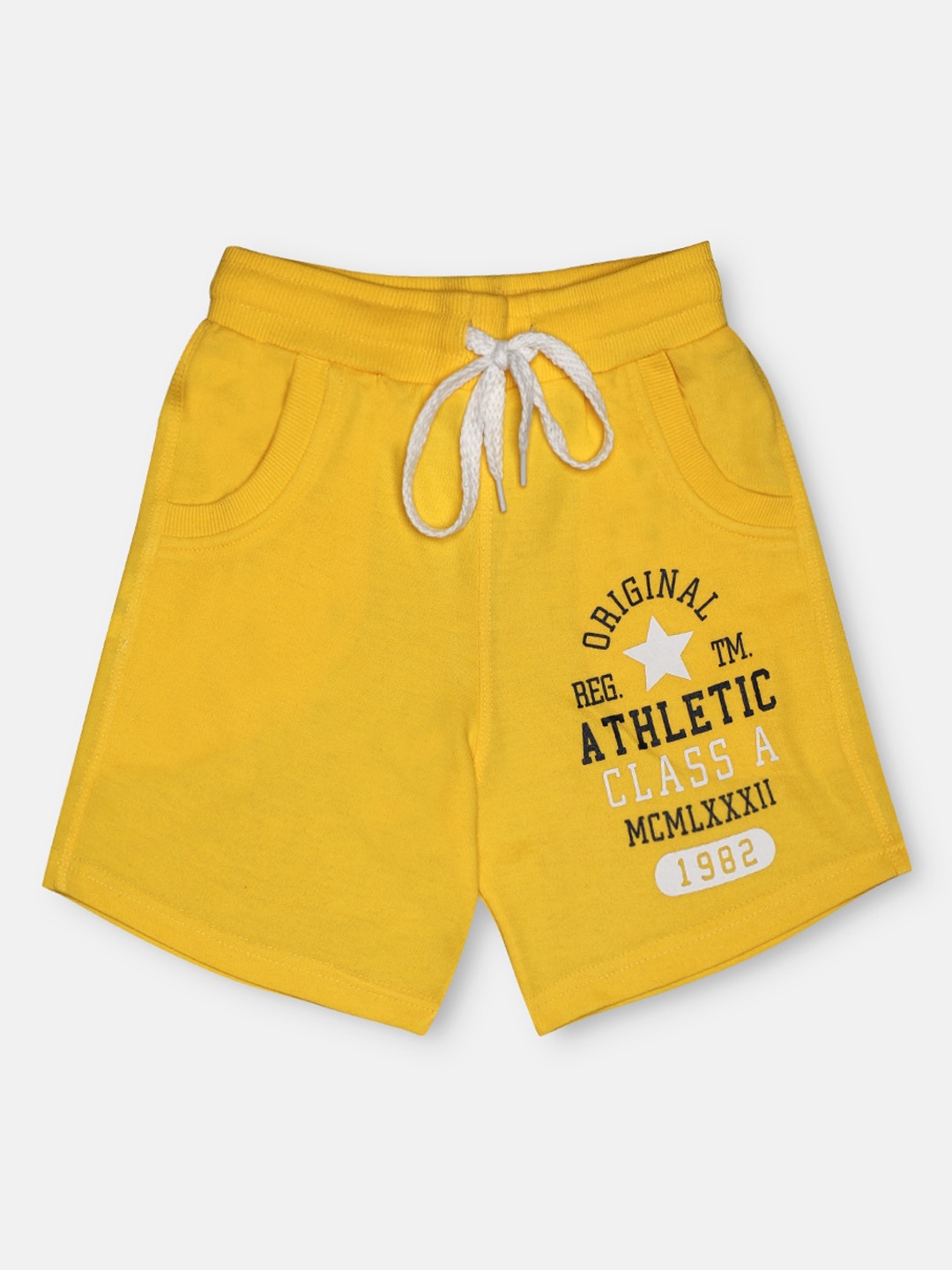 

CHIMPRALA Kids Yellow & Black Printed Pure Cotton Antimicrobial Shorts