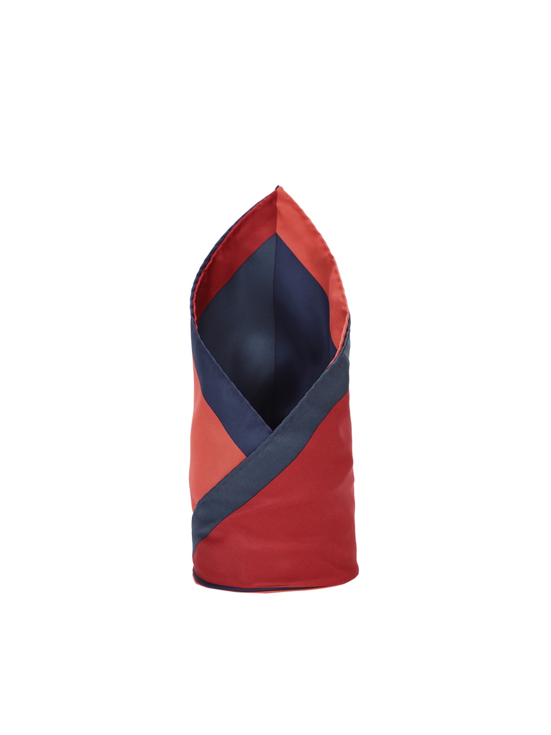 

Louis Philippe Men Navy Blue & Red Colourblocked Silk Pocket Square
