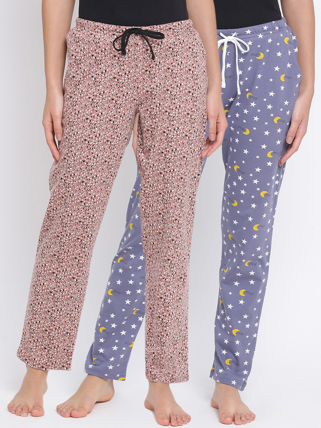 

Kanvin Women Pack Of 2 Printed Cotton Lounge Pants, Mauve