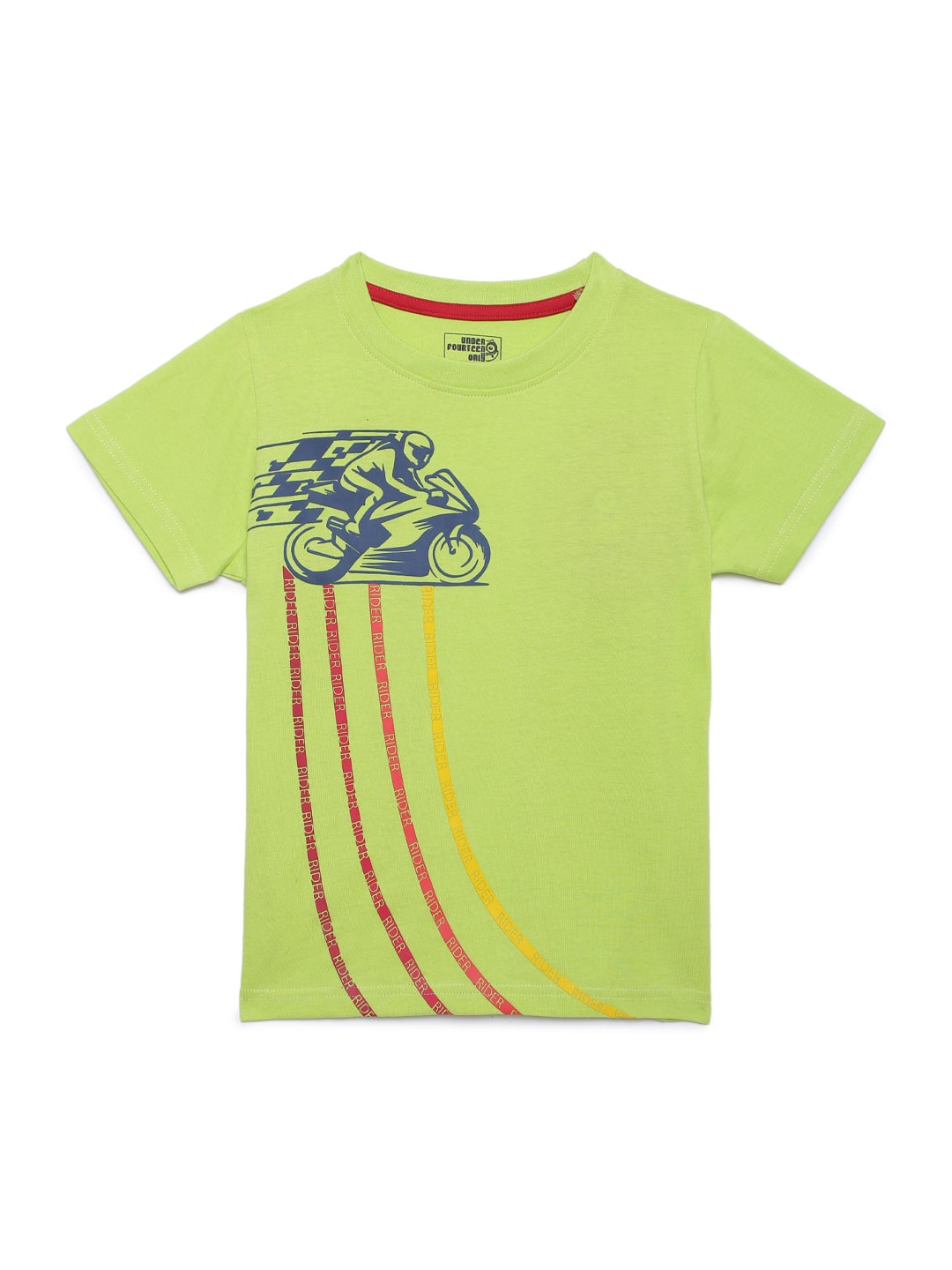 

UNDER FOURTEEN ONLY Boys Green Printed Round Neck Pure Cotton T-shirt