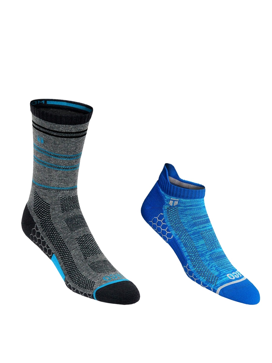 

TEGO Unisex Pack of 2 Black & Grey Patterned Socks