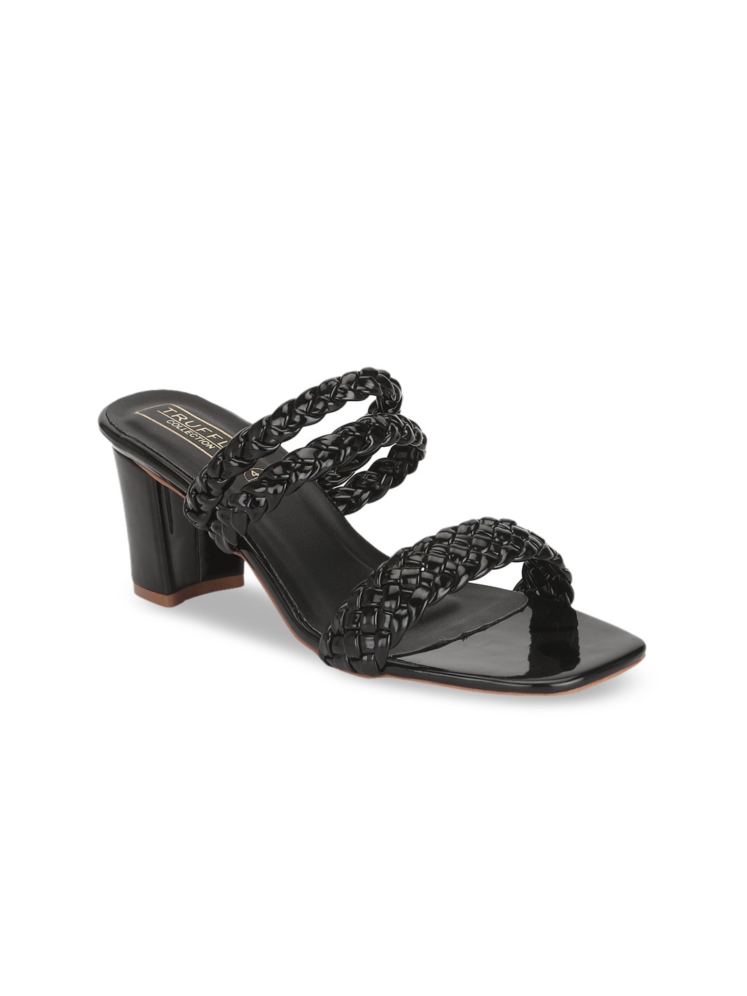 

Truffle Collection Women Black Woven Design Sandals