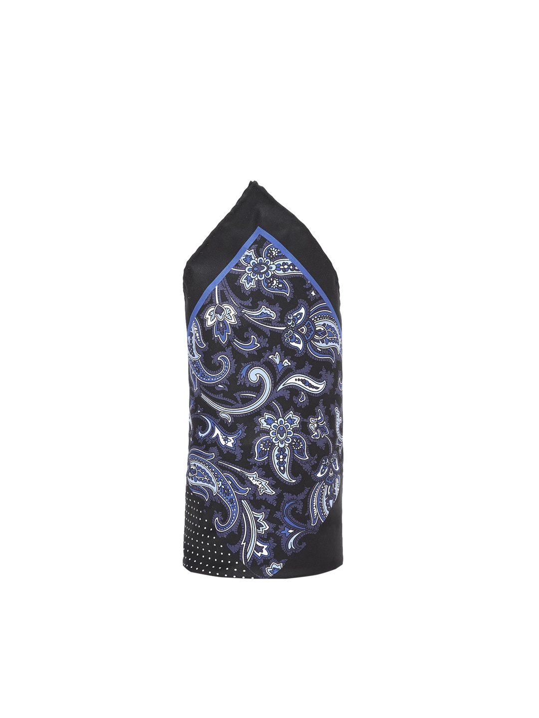 

Louis Philippe Men Black & Blue Printed Silk Pocket Square