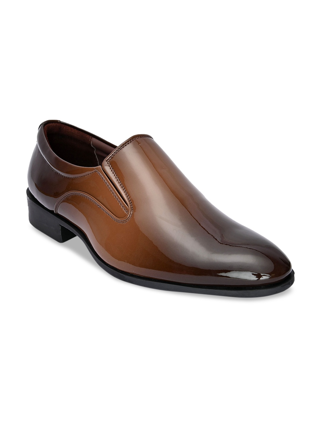 

Hydes N Hues Men Brown Solid Leather Formal Slip-Ons