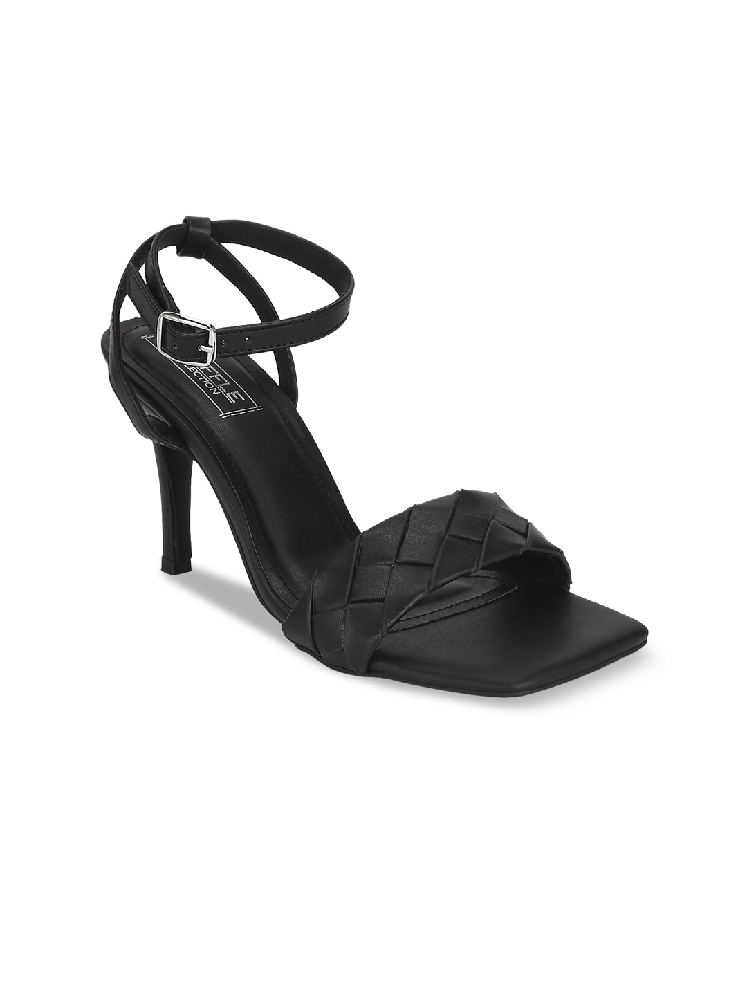 

Truffle Collection Women Black Woven Design Sandals