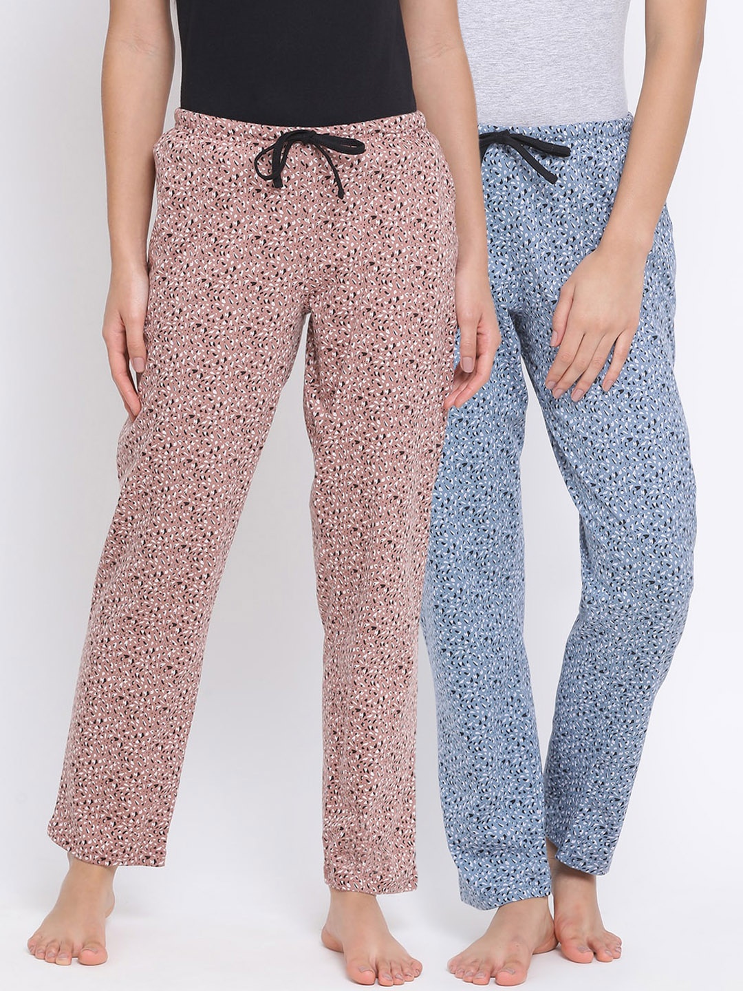 

Kanvin Women Pack Of 2 Printed Cotton Lounge Pants, Blue