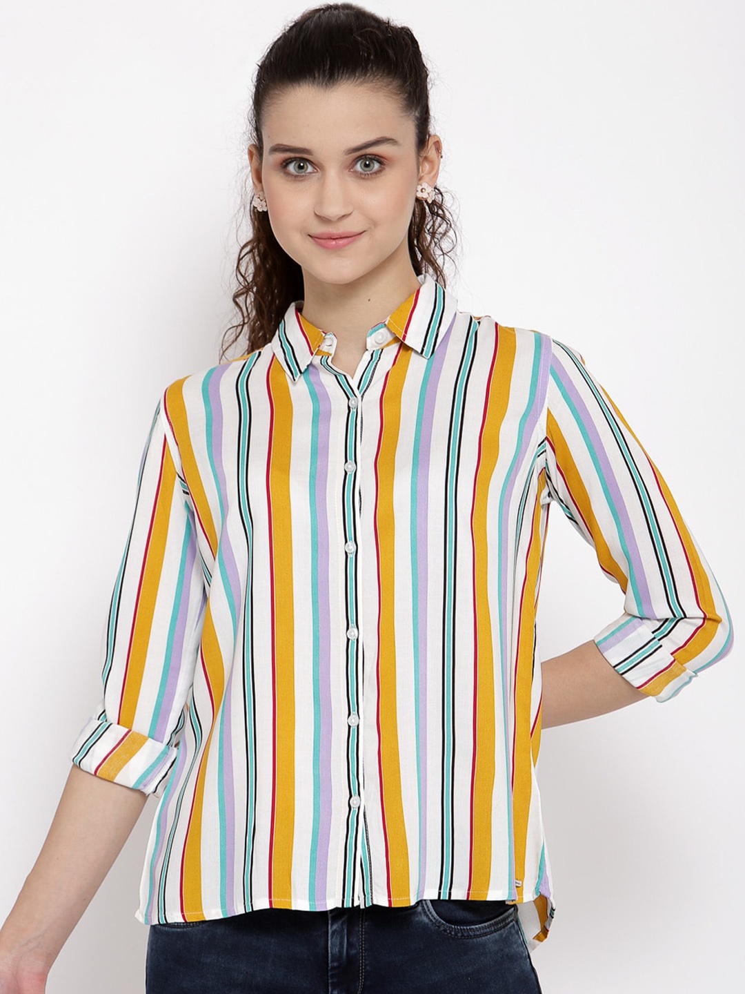 

Pepe Jeans Women Multicoloured Regular Fit Striped Casual Shirt, Multi