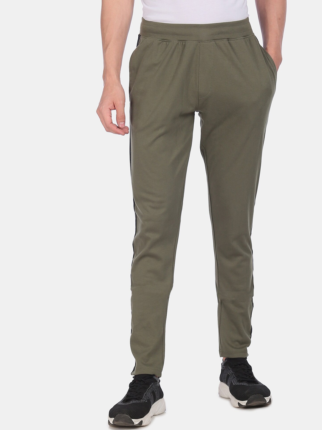 

Colt Men Olive Green & Black Solid Track Pants