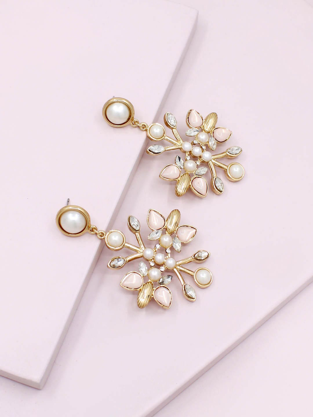 

Runway Ritual Gold-Plated & Peach-Coloured Contemporary Drop Earrings