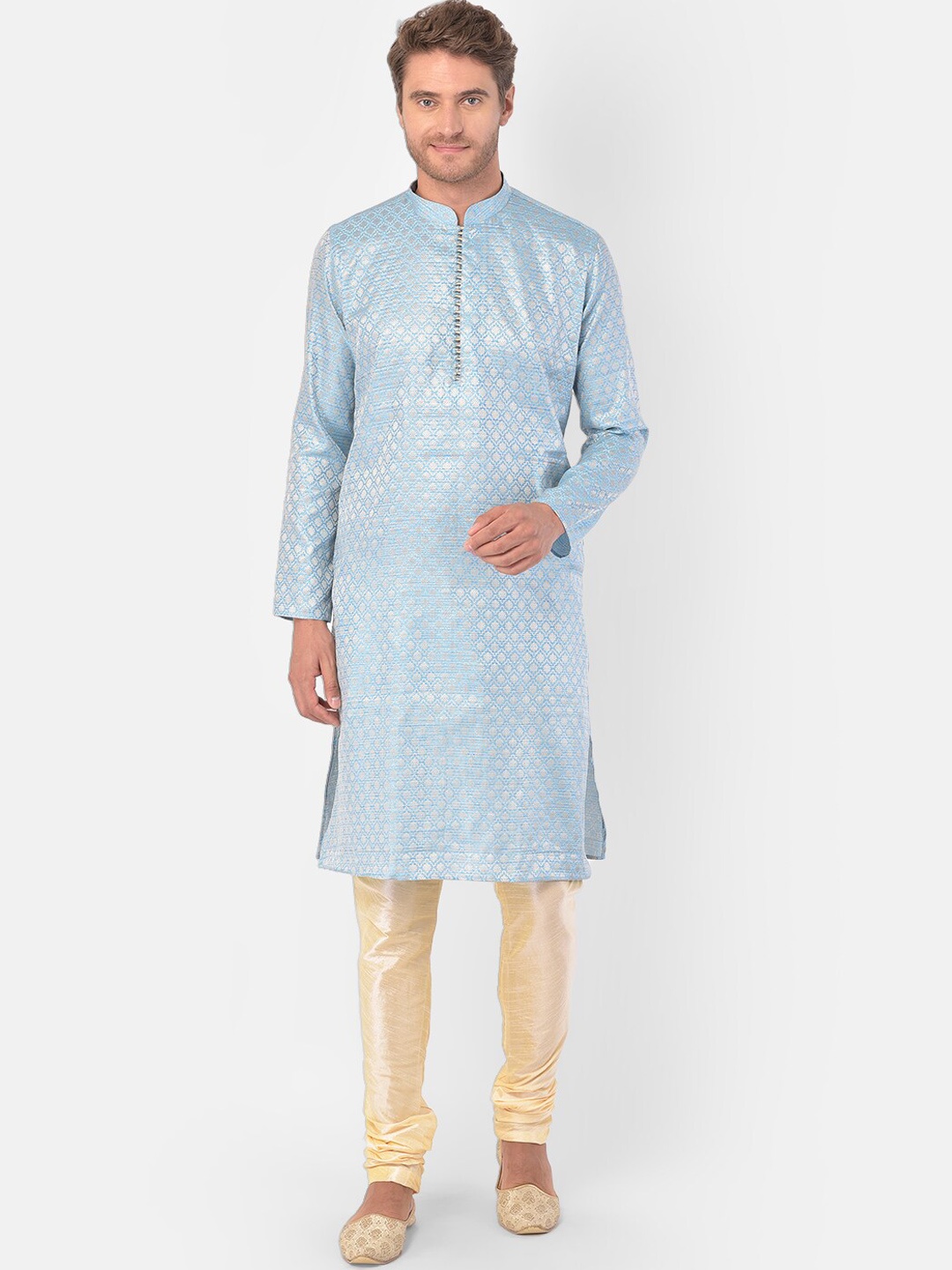 

DEYANN Men Blue Woven Design Kurta