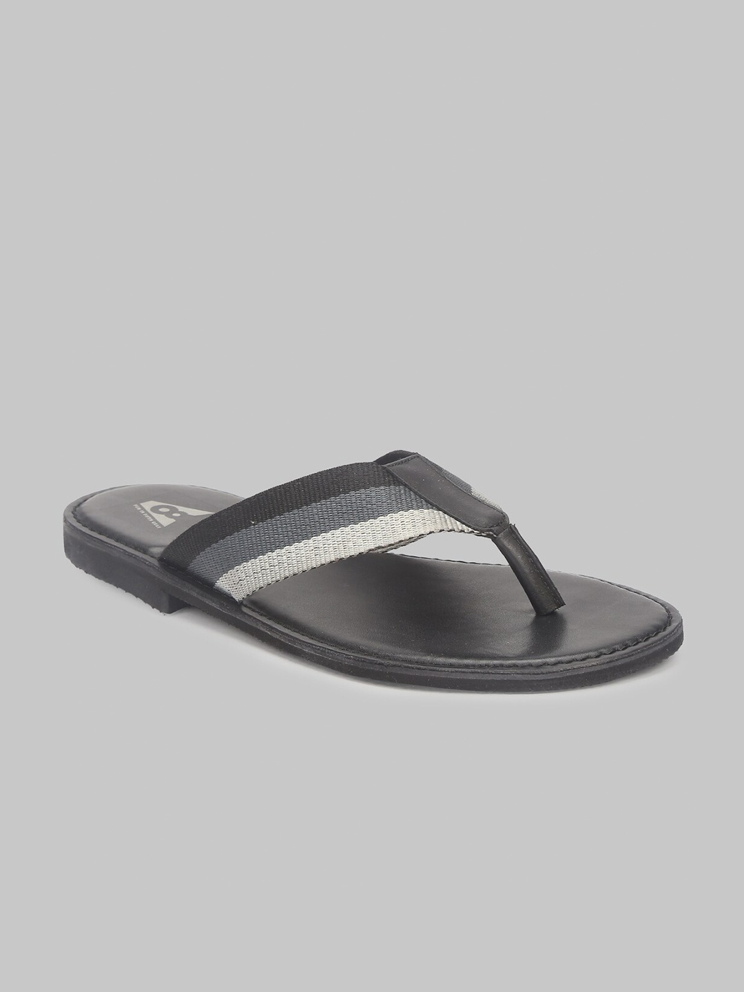 

V8 by Ruosh Men Black & Grey Leather Comfort Sandals
