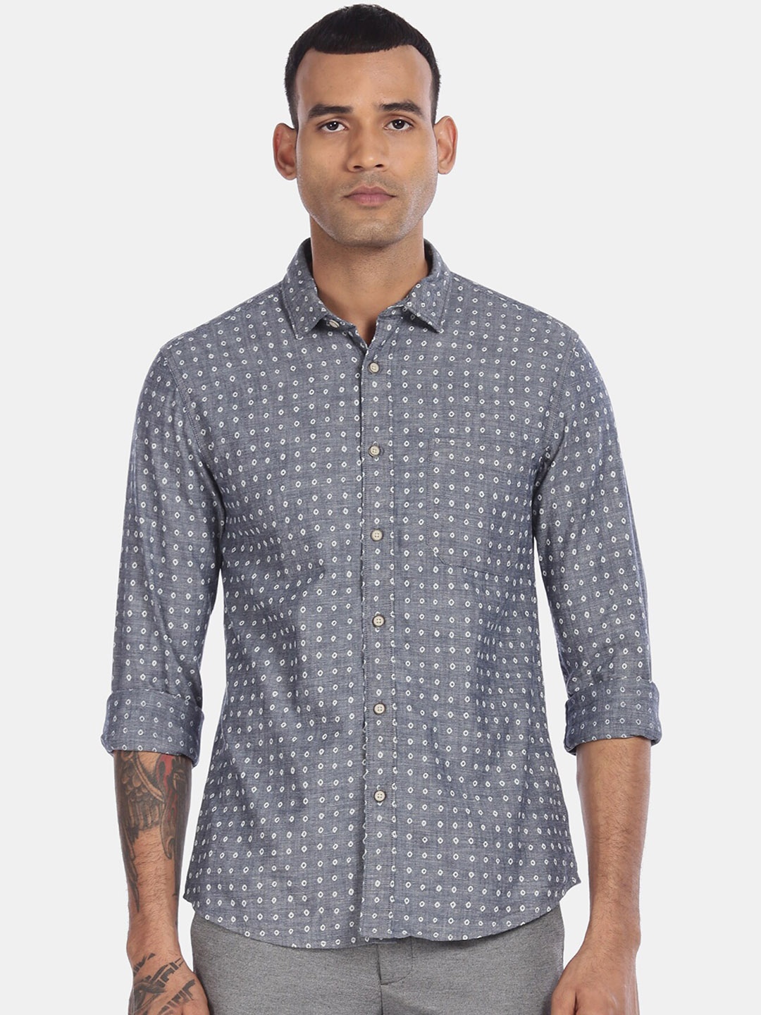 

Cherokee Men Grey Regular Fit Printed Casual Shirt