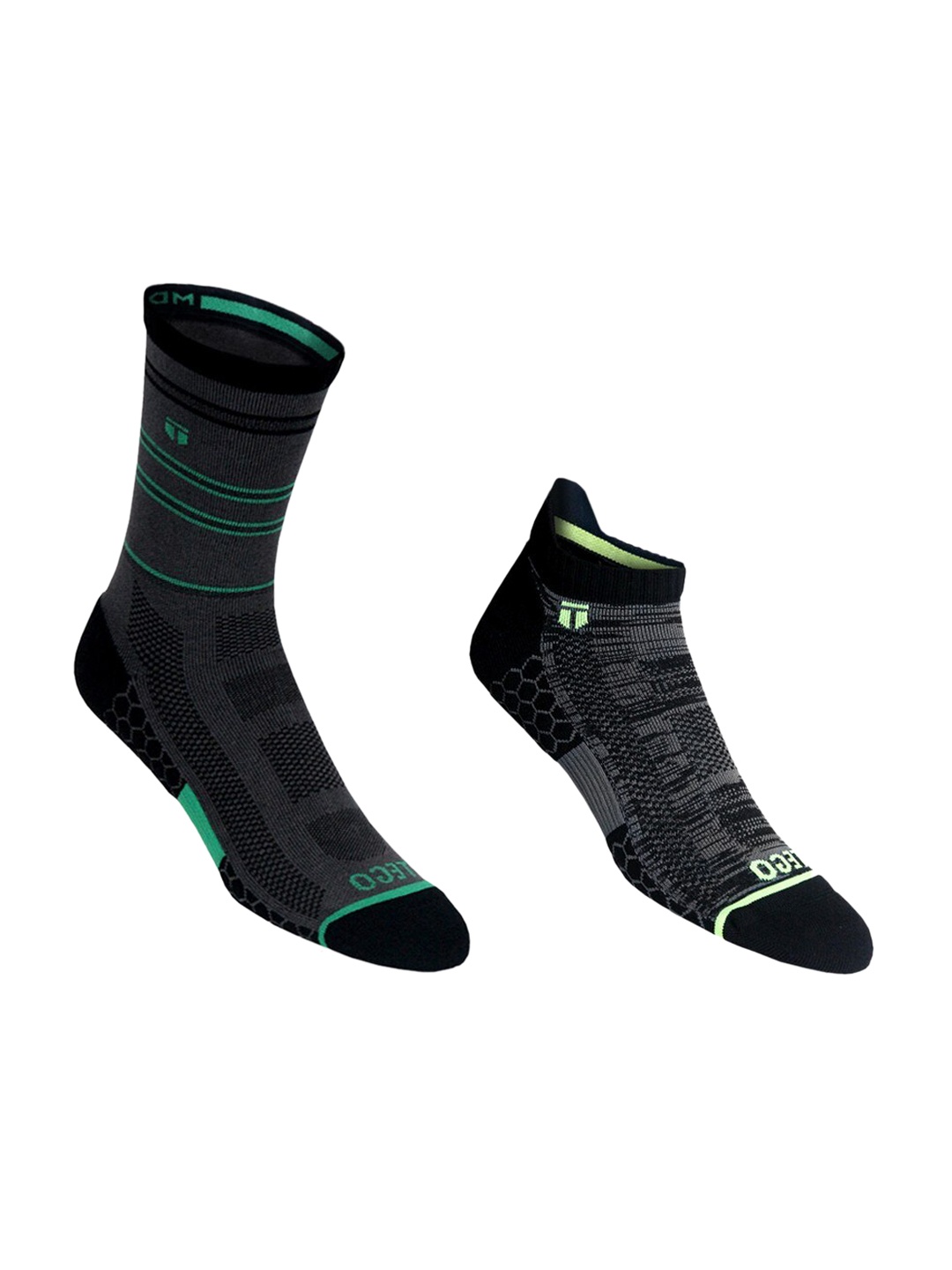 

TEGO Unisex Pack Of 2 Grey & Black Patterned Cotton Socks