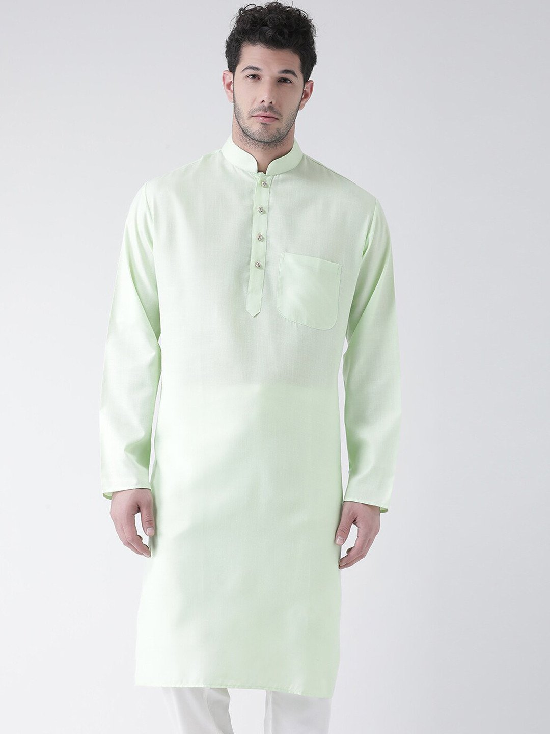 

SG LEMAN Men Green & White Solid Kurta with Pyjamas