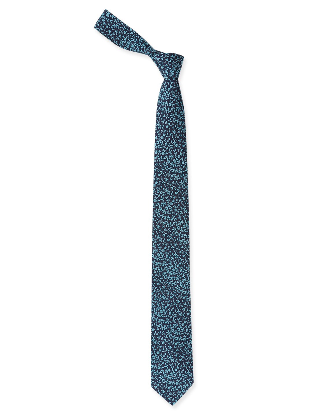 

Louis Philippe Navy Blue Woven Design Silk Broad Tie