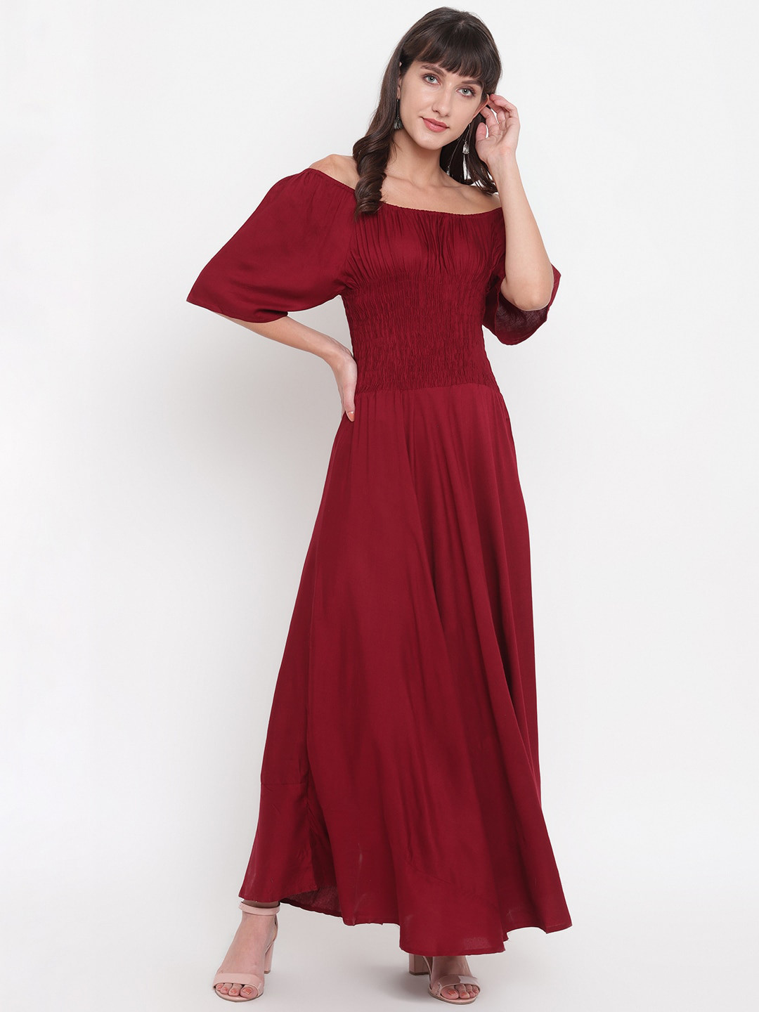 

Aawari Women Maroon Solid Maxi Dress
