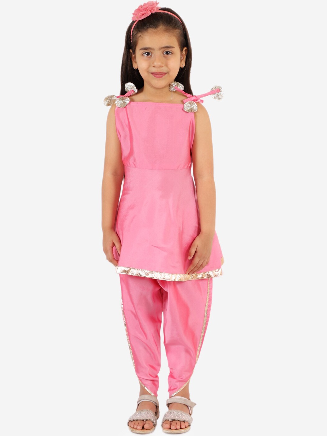 

Chipbeys Girls Pink Solid Top with Dhoti Pants