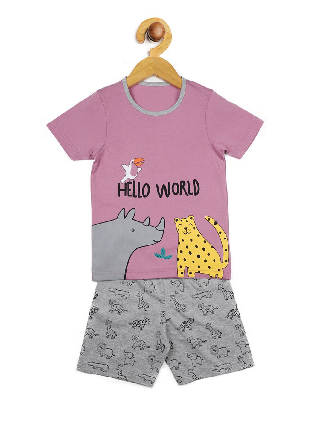 

Stupid Cupid Boys Rose Gold & Grey Printed T-shirt with Shorts