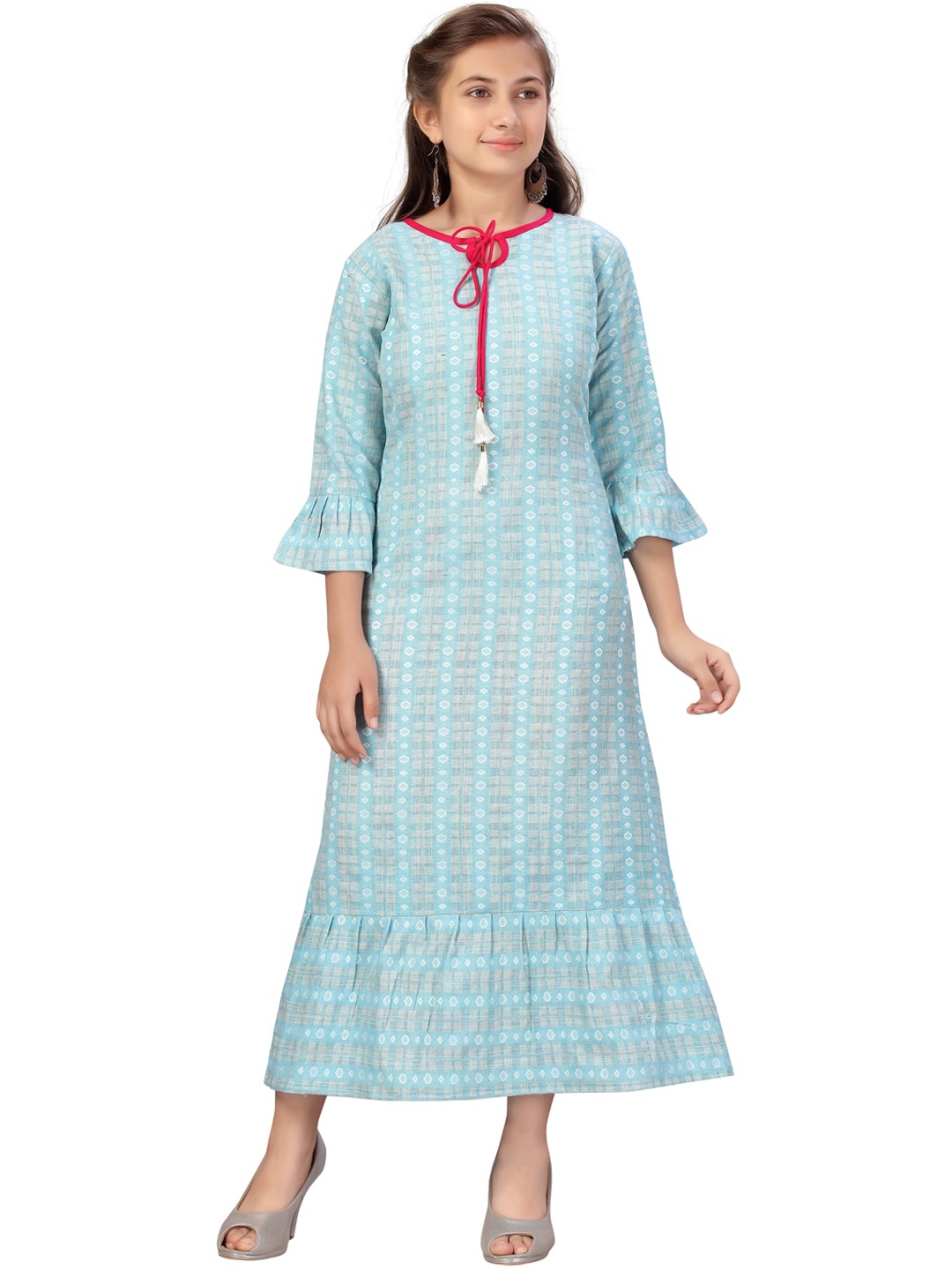 

Aarika Girls Blue Printed Maxi Dress
