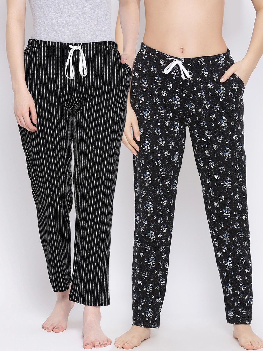 

Kanvin Women Black & White Pack of 2 Printed Cotton Lounge Pants