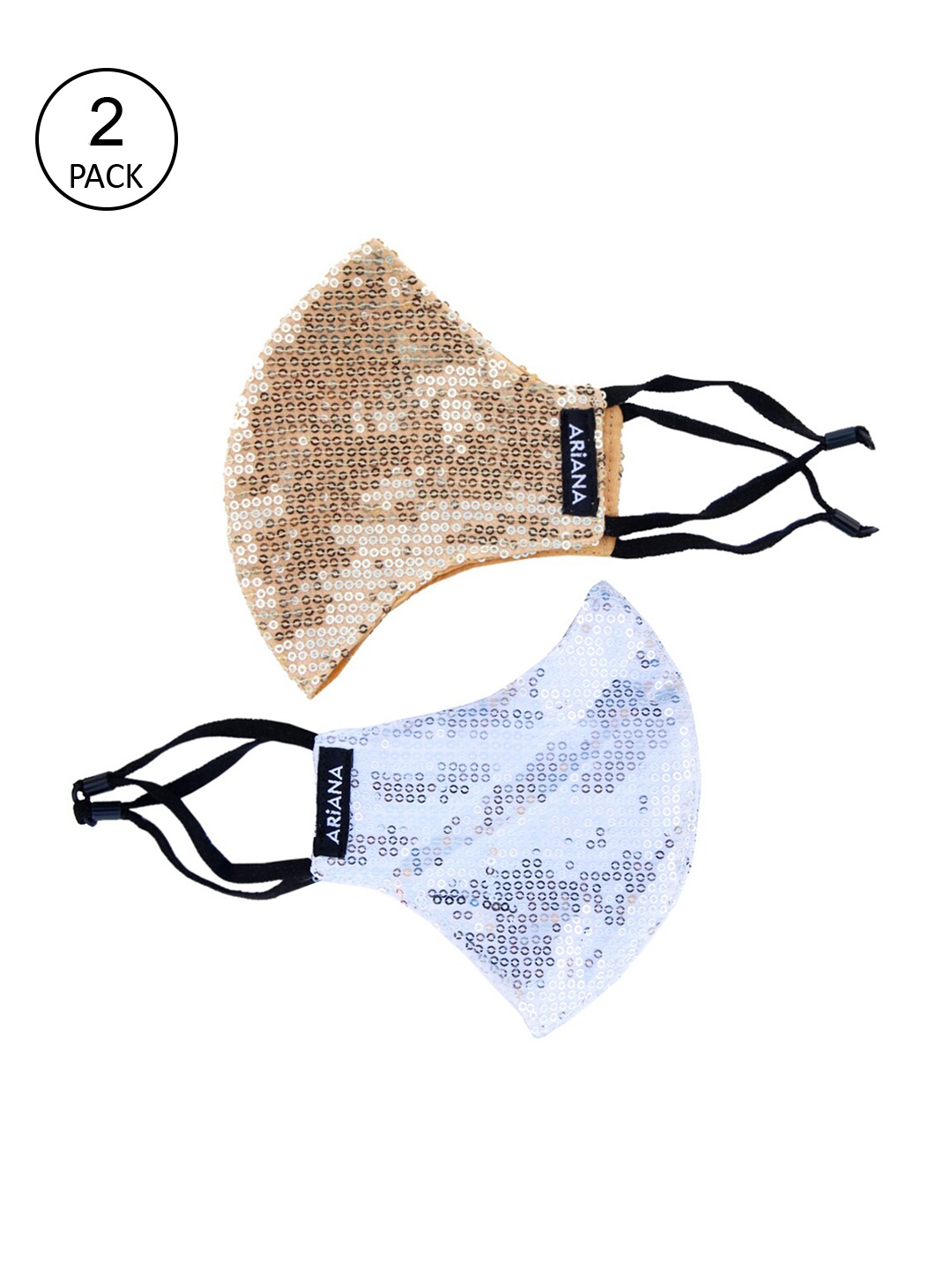 

Ariana Pack Of 2 Women 2-Ply Embellished Cloth Masks, Gold