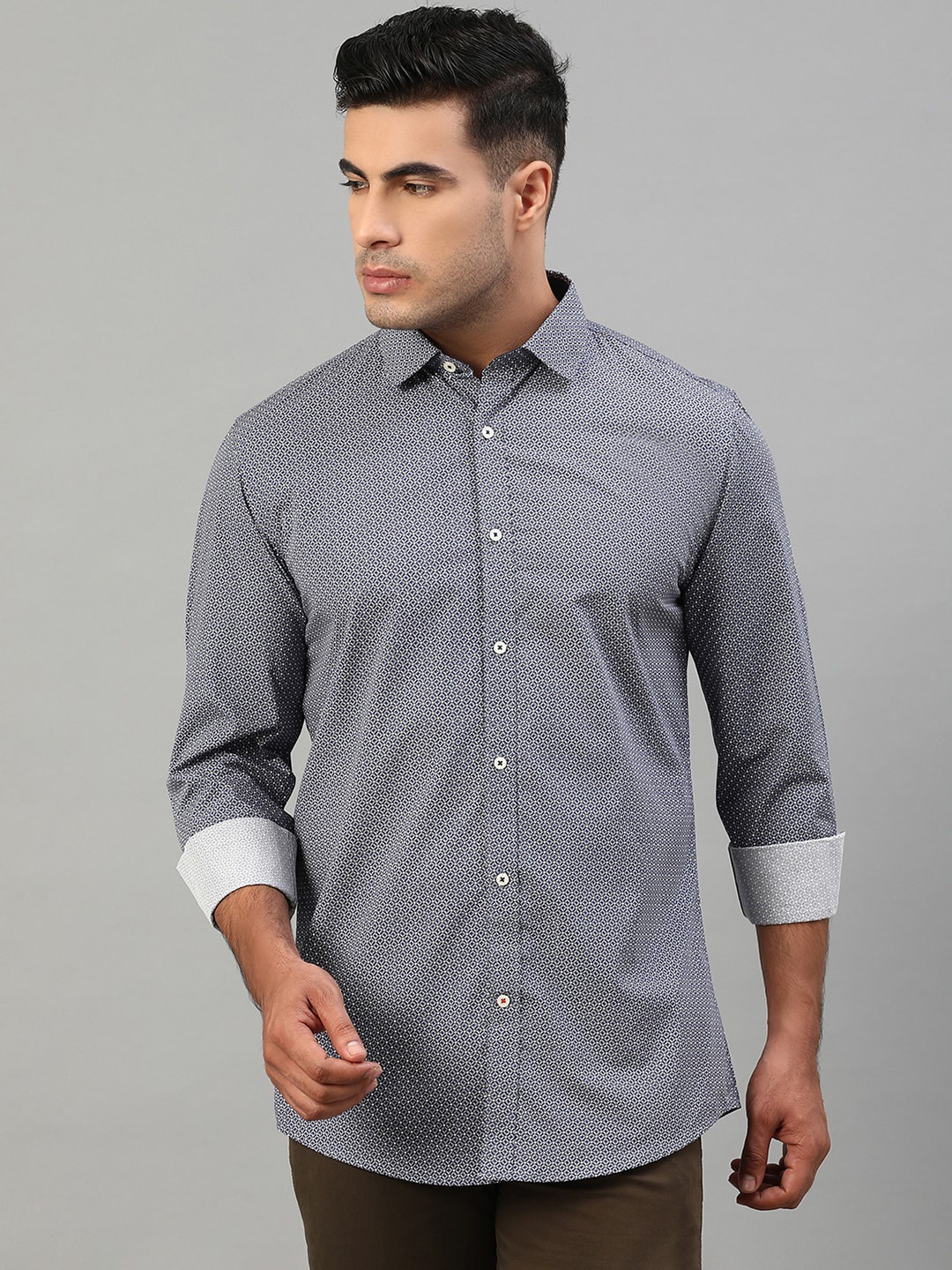 

HARSAM Men Blue Regular Fit Printed Casual Cotton Shirt