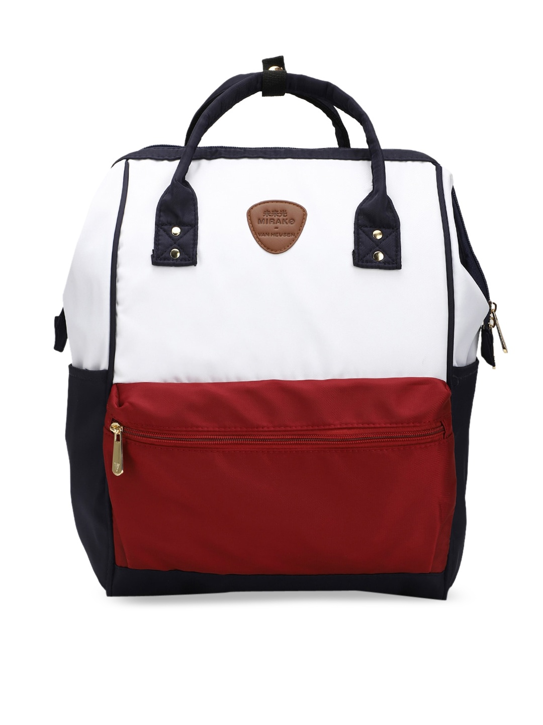 

Van Heusen Woman Navy Blue & White Colourblocked Handheld Bag