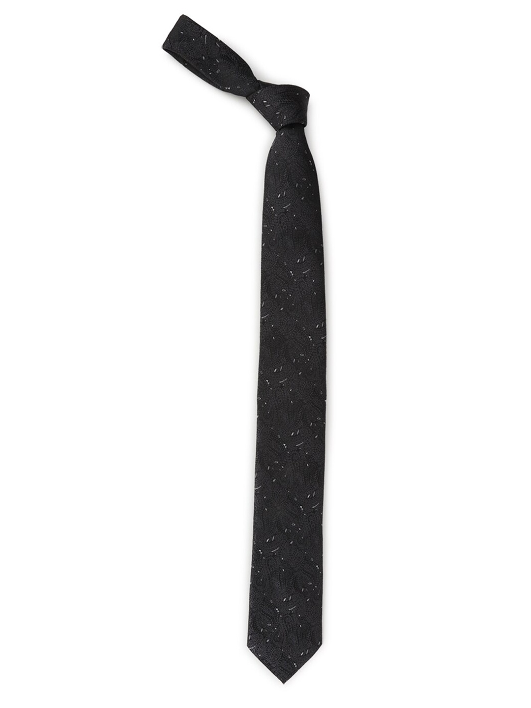 

Louis Philippe Black & White Woven Design Silk Broad Tie