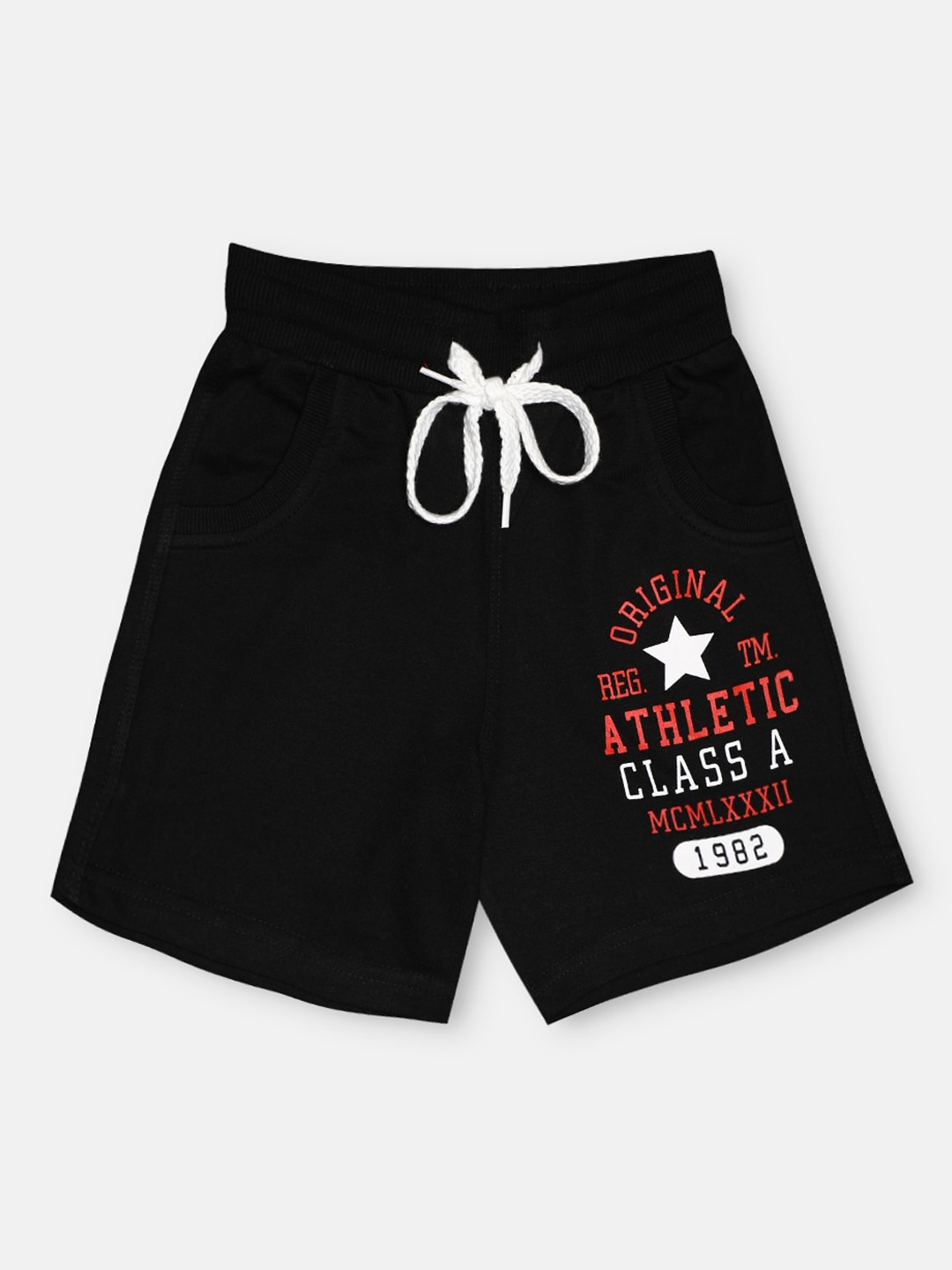 

CHIMPRALA Kids Black & Orange Printed Pure Cotton Antimicrobial Shorts