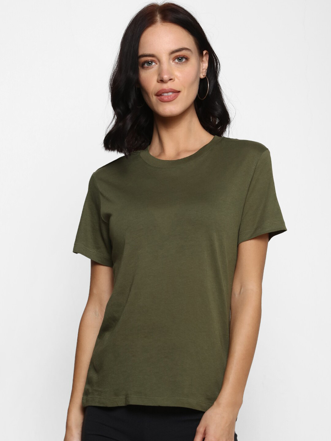 

FOREVER 21 Women Green Solid Regular Top