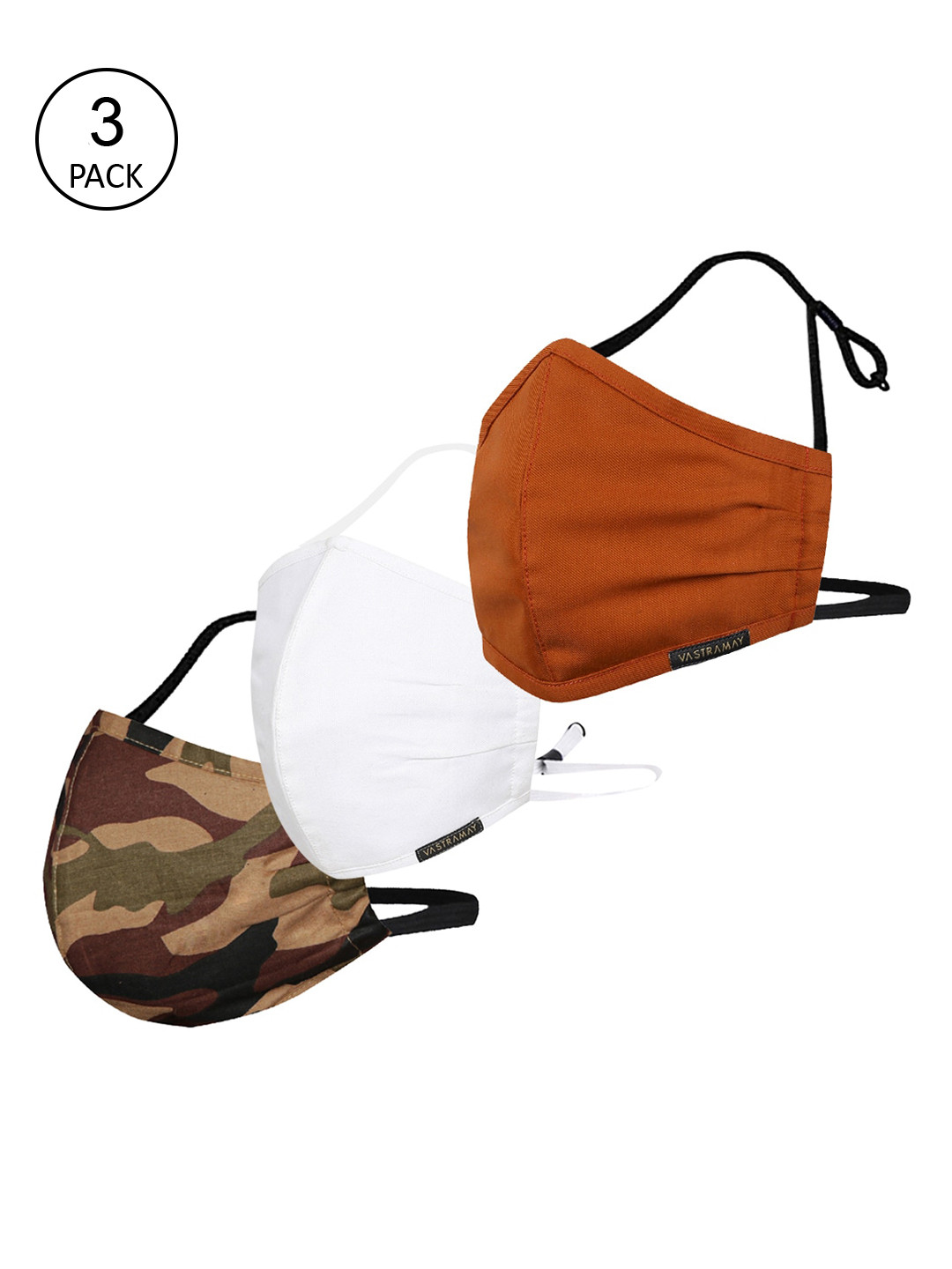 

VASTRAMAY Unisex Pack Of 3 3-Ply Reusable Anti-Pollution Protective Outdoor Half Face Masks, Orange