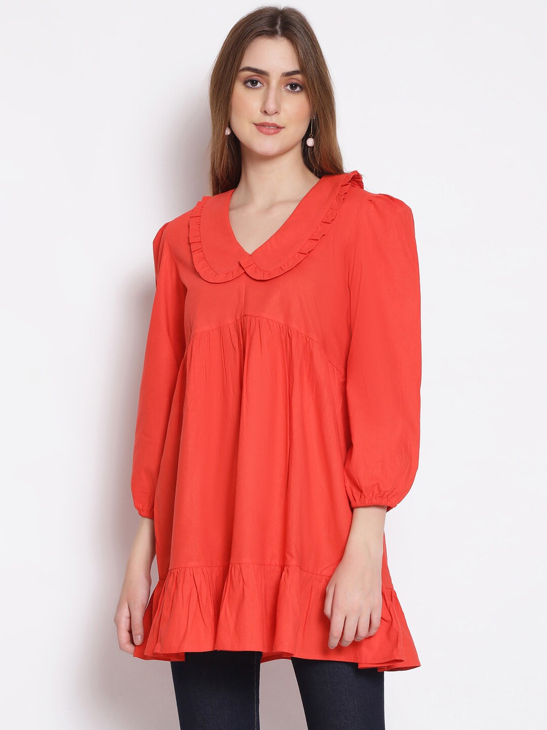 

Oxolloxo Women Red Solid Tunic