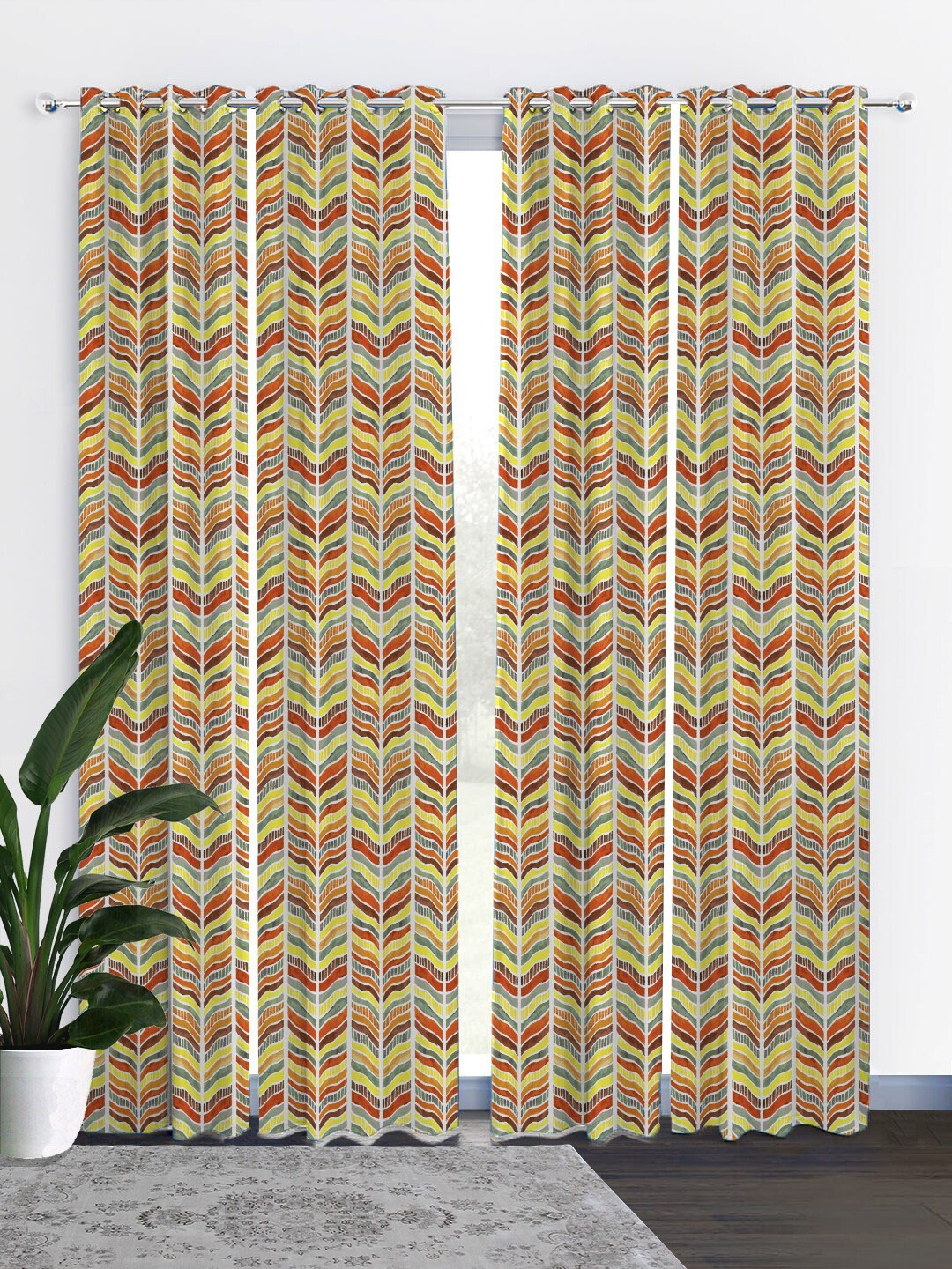 

HOUZZCODE Brown Abstract Curtains