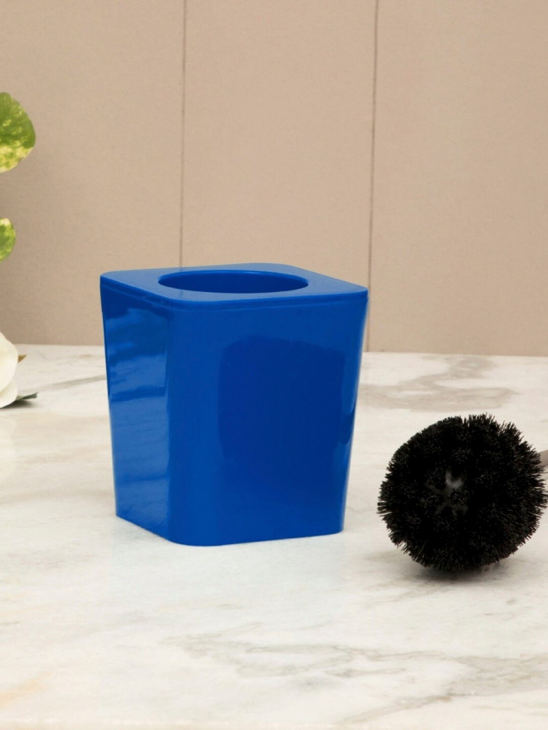 

Home Centre Silver-Toned & Blue Hilda Jasmine Solid Plastic Square Toilet Brush Holder