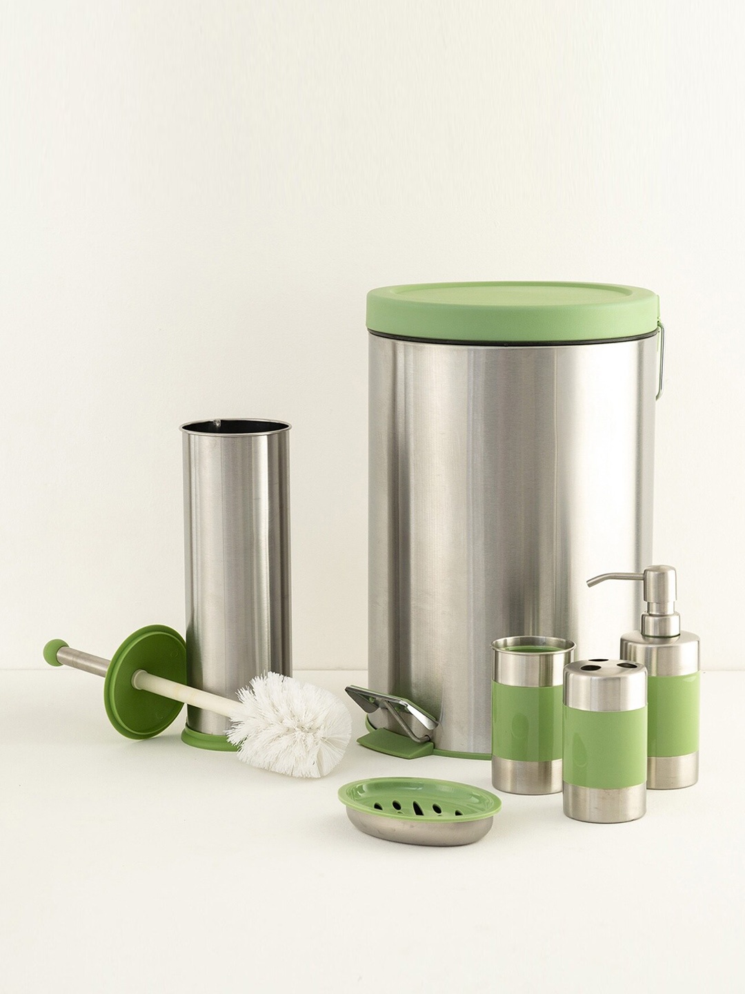 

Home Centre Set Of 7 Silver-Toned Solid Corsica Bathroom Set