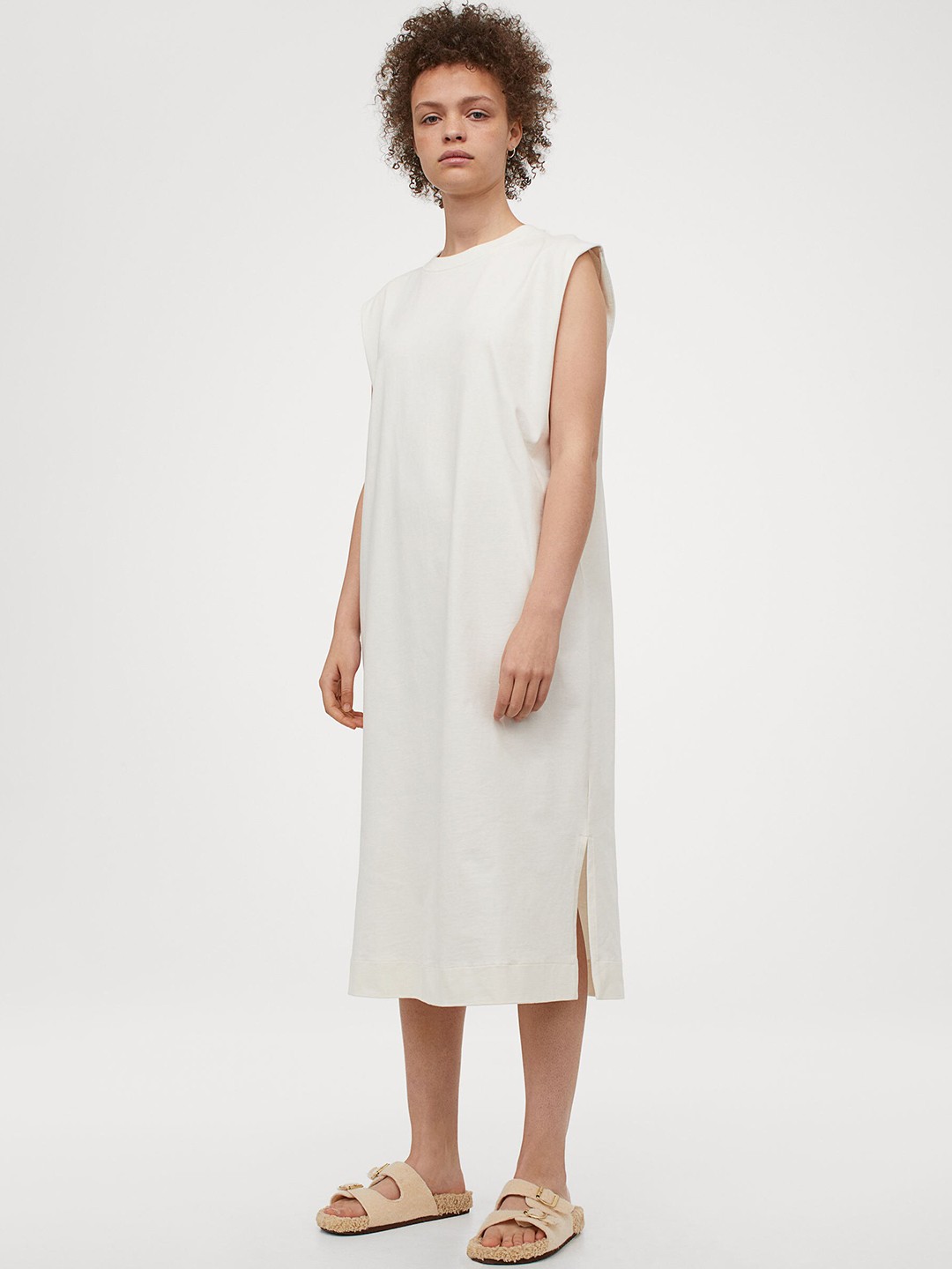 

H&M Women White Sleeveless Jersey Dress