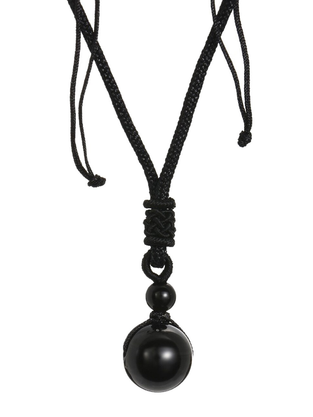 

OOMPH Men Black Obsidian Stone-Studded Handcrafted Pendant With Chain