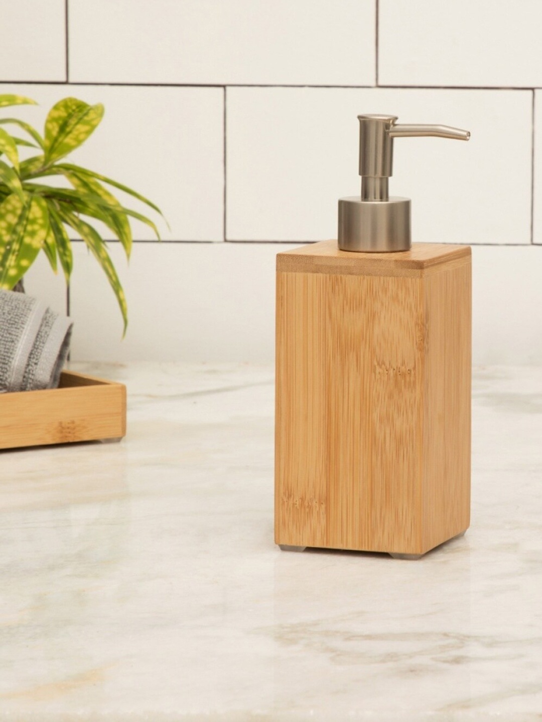 

Home Centre Brown & Silver-Toned Hudson Solid Soap Dispenser 300 ml